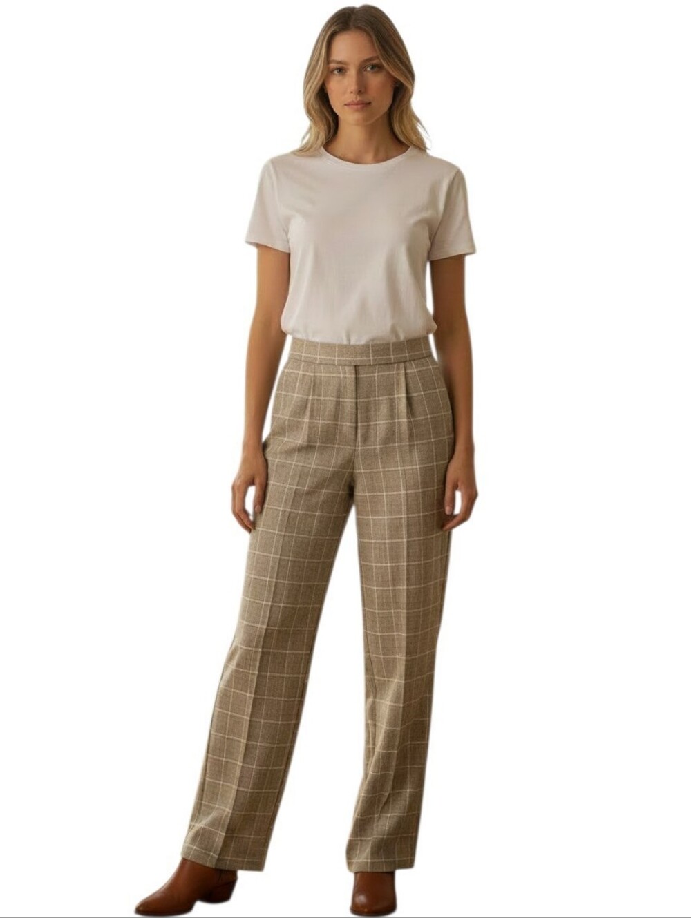 MaxMara Virgin Wool Trouser Pant Women Size 6 Straight High Rise Checked Plaid